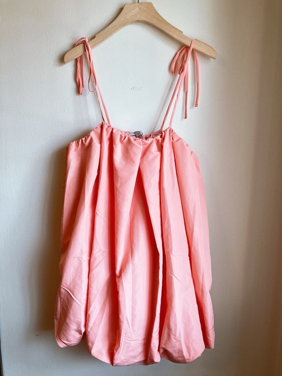 🩰Old Navy Satin Bubble Mini Dress Sleeveless Peach Pink Formal Party - Picture 4 of 16